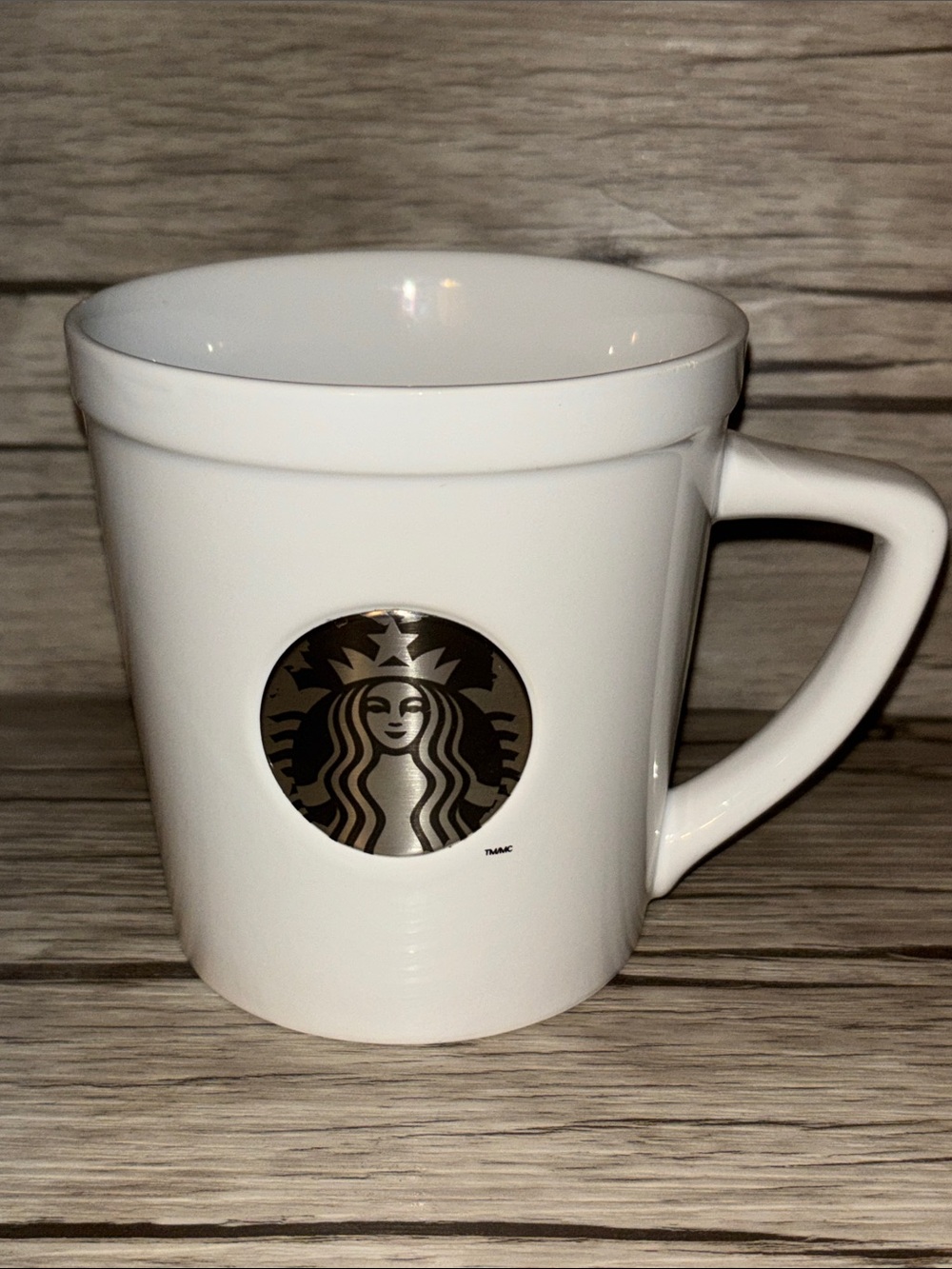 STARBUCKS 2011 Limited Edition Iconic Siren Trademark Chrome Logo Coffee Tea Mug